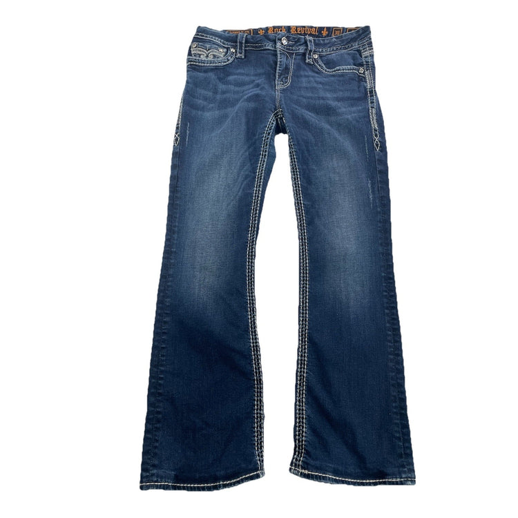 Womens Rock Revival Dlarie Easy Boot Dark Wash Jeans Size 30