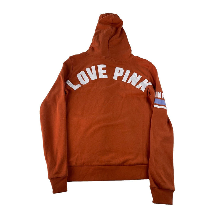 Womens PINK Victorias Secret Rainbow Embroidered Logo Orange Sweater Size M