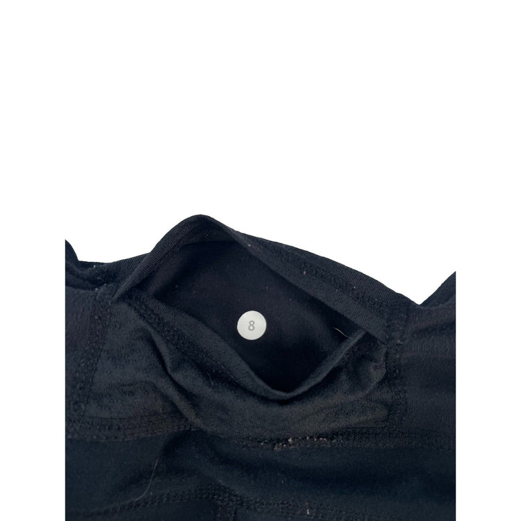 Womens Lululemon Black Straight Leg Flare Yoga Pants Reflective Piping Size 8