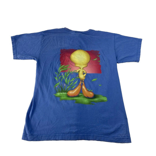 Men’s Vintage Looney Tunes Blue Tweety Bird Graphic T Shirt Size Large