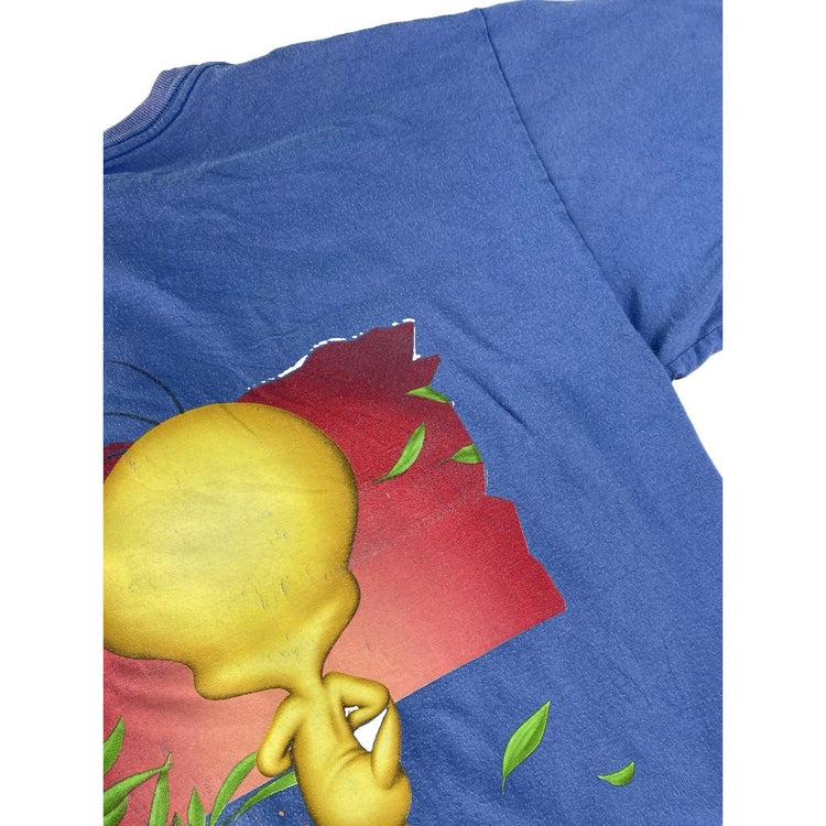 Men’s Vintage Looney Tunes Blue Tweety Bird Graphic T Shirt Size Large