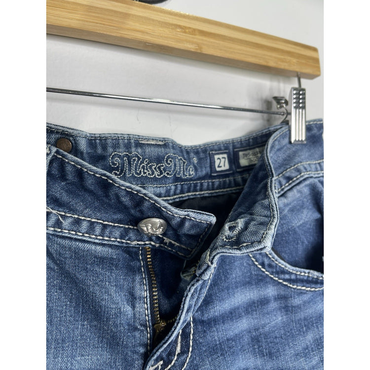 Women’s Y2K Blue Miss Me Jeans Signature Bootcut Rhinestone Pockets 27x33.5