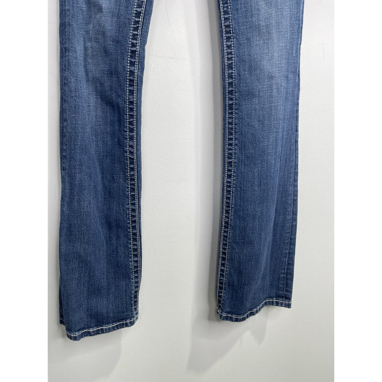 Women’s Y2K Blue Miss Me Jeans Signature Bootcut Rhinestone Pockets 27x33.5