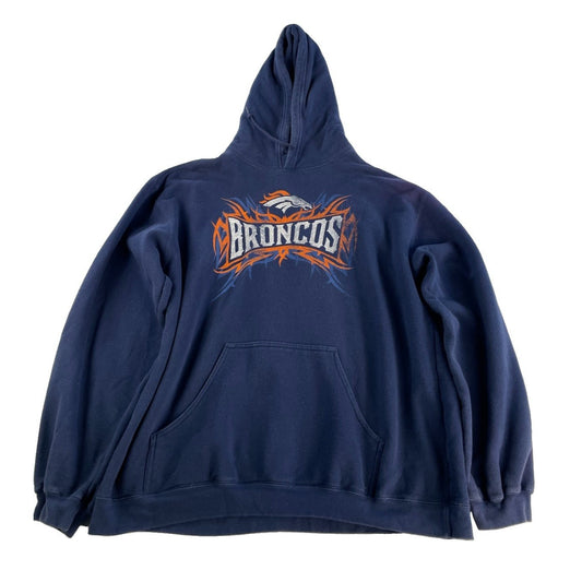 Mens Vintage 2000s Reebok Denver Broncos Tribal Graphic Hoodie Size 2XL