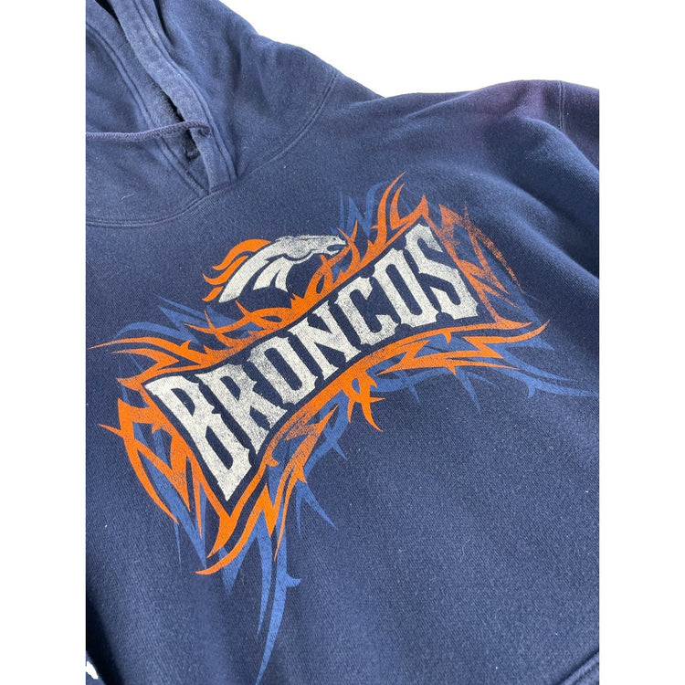 Mens Vintage 2000s Reebok Denver Broncos Tribal Graphic Hoodie Size 2XL