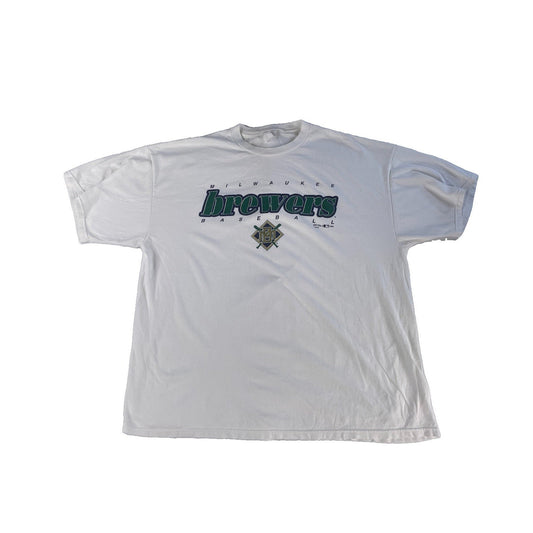 Mens Vintage White Champion Milwaukee Brewers Baseball T-Shirt Size XXXL