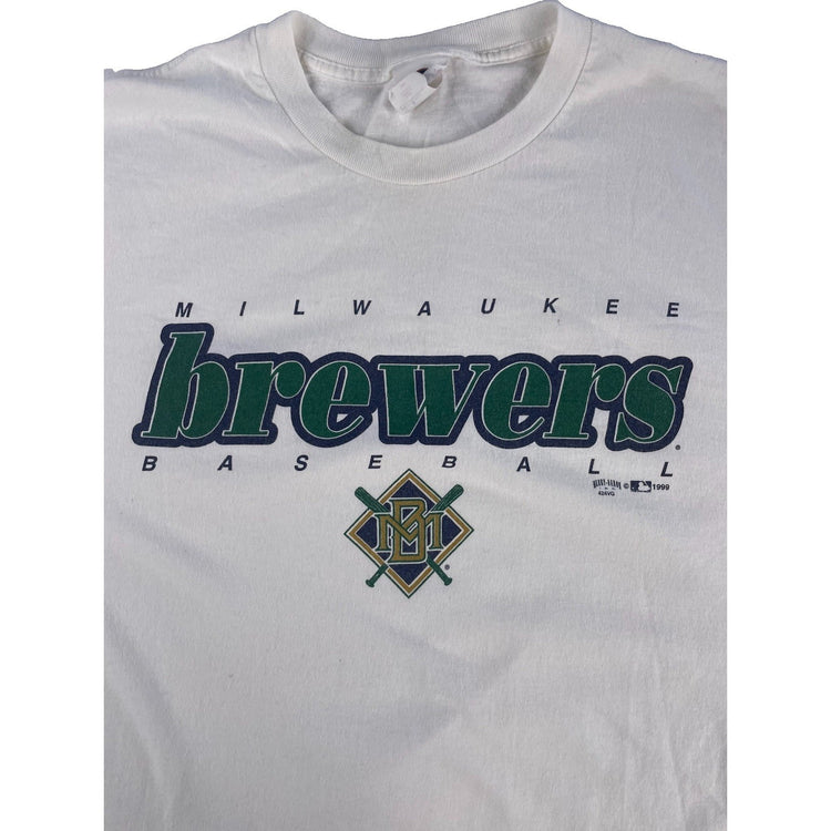 Mens Vintage White Champion Milwaukee Brewers Baseball T-Shirt Size XXXL