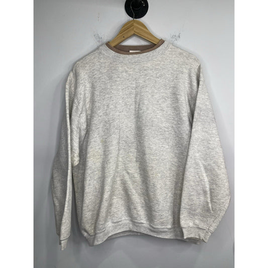 Men’s Vintage Double Crewneck Sweatshirt Brown And Gray Long Sleeve Sz 2XL