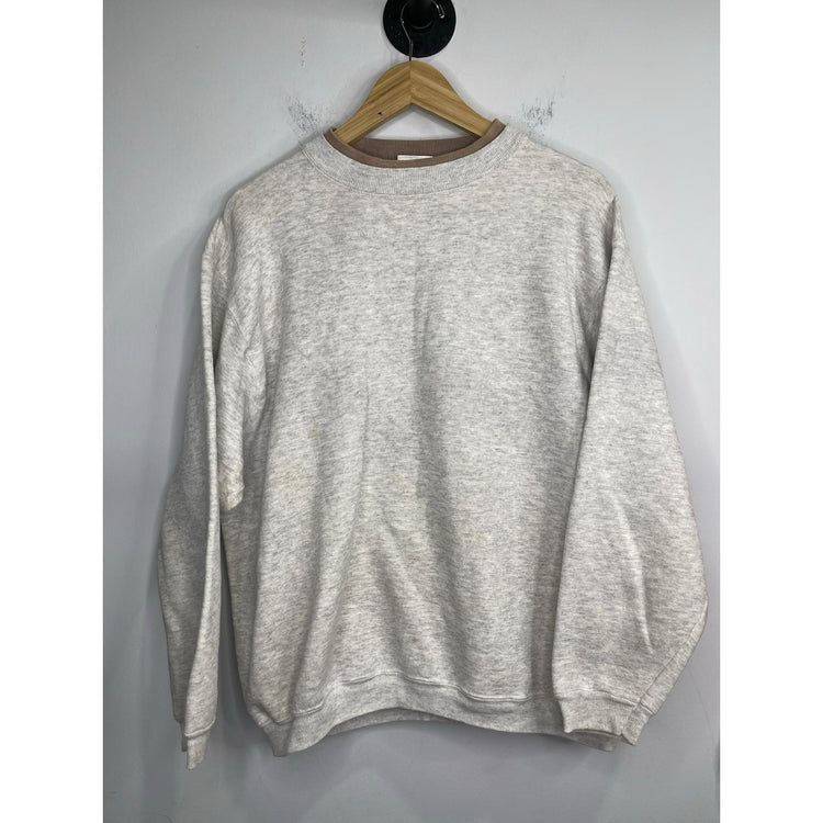 Men’s Vintage Double Crewneck Sweatshirt Brown And Gray Long Sleeve Sz 2XL