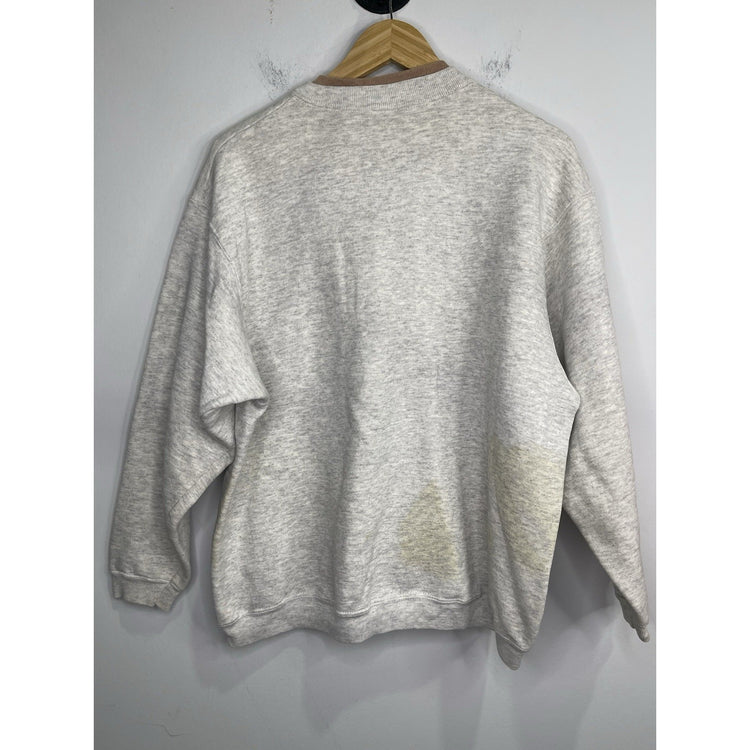 Men’s Vintage Double Crewneck Sweatshirt Brown And Gray Long Sleeve Sz 2XL