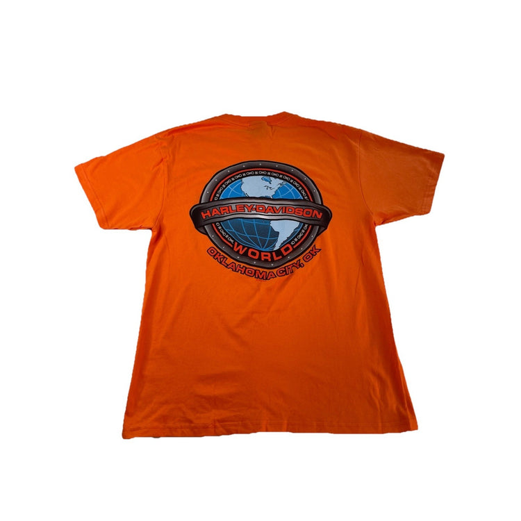 Mens Harley Davidson Motorcycle Regular Orange Tee Size M