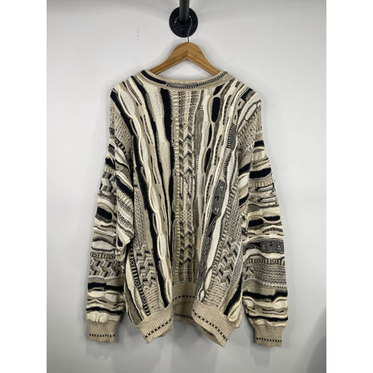 Mens Vintage 3D Knitted Pullover Sweater L/XL