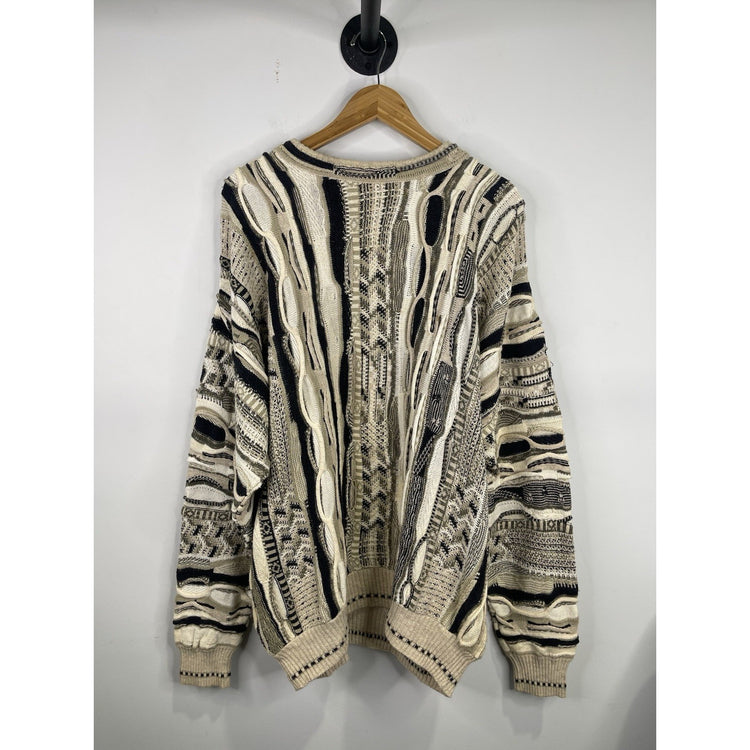 Mens Vintage 3D Knitted Pullover Sweater L/XL