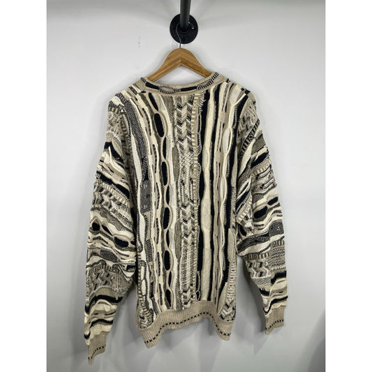 Mens Vintage 3D Knitted Pullover Sweater L/XL