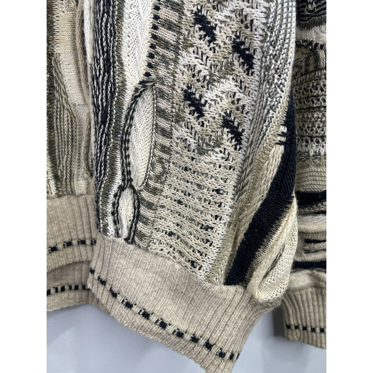 Mens Vintage 3D Knitted Pullover Sweater L/XL