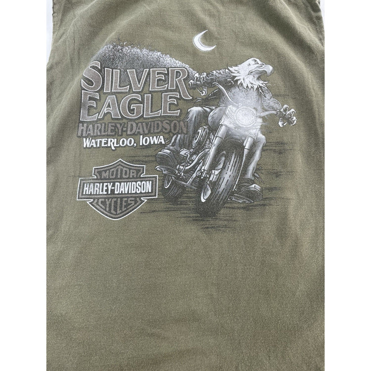 Mens Harley Davidson Sage Green Sleeve Less Shirt Size M