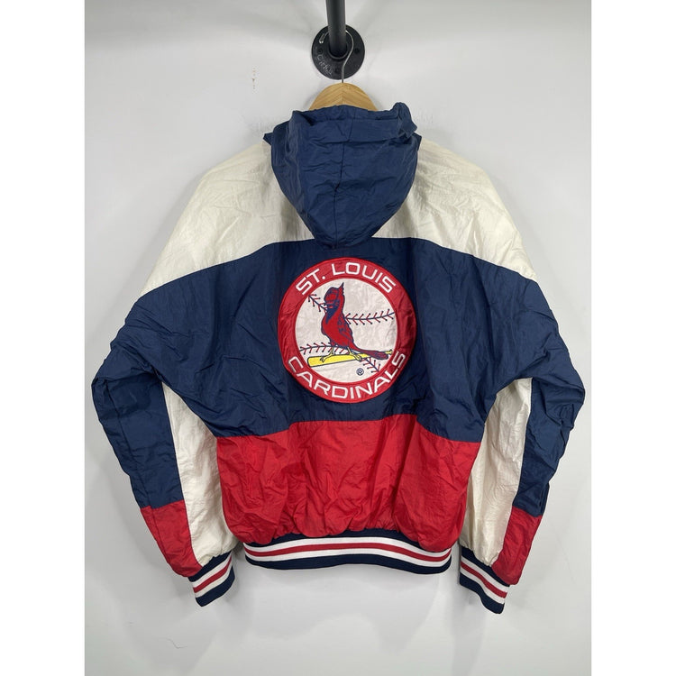 Men’s VTG 80s St Louis Cardinals Pro Motion Felco Hooded Jacket Windbreaker Sz S