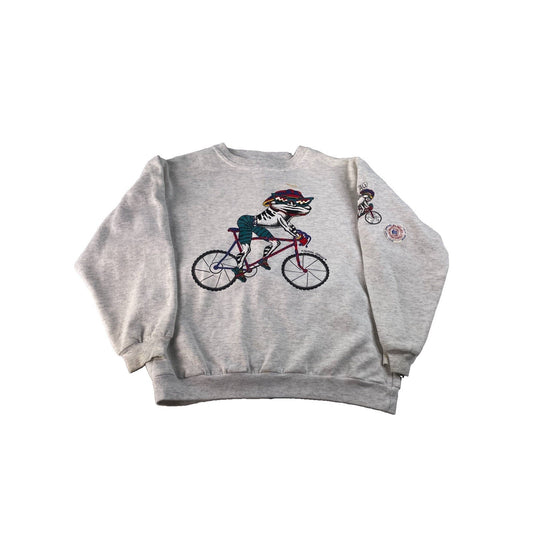 Mens Vintage Northern Getaway Sweatshirt Men's Gray Frog Cycling Graphic Size S