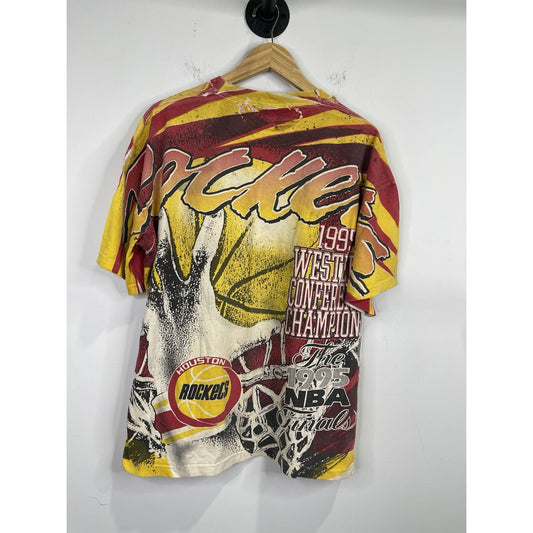 Vintage Men’s Magic Johnson T’s Houston Rockets NBA Finals All Over Print Sz XL