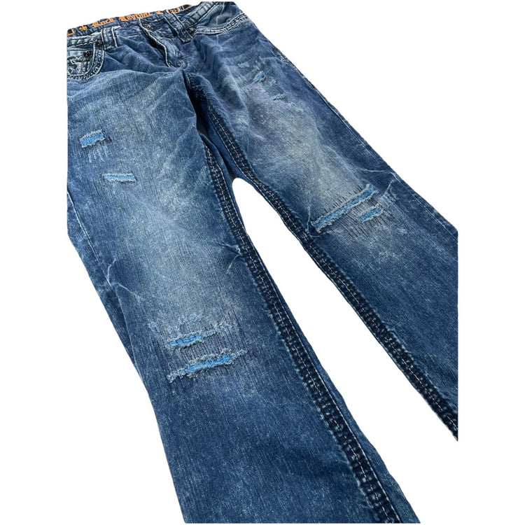 Men’s Rock Revival Yoel Straight Medium-Dark Wash Blue Jeans Size 32