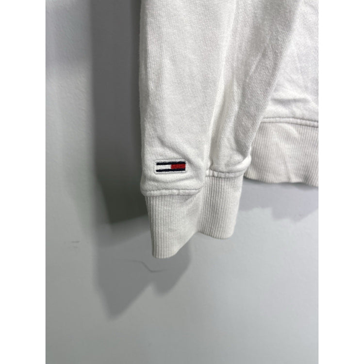 Men’s Tommy Jeans White Graphic Logo Pullover Sweatshirt Sz Large