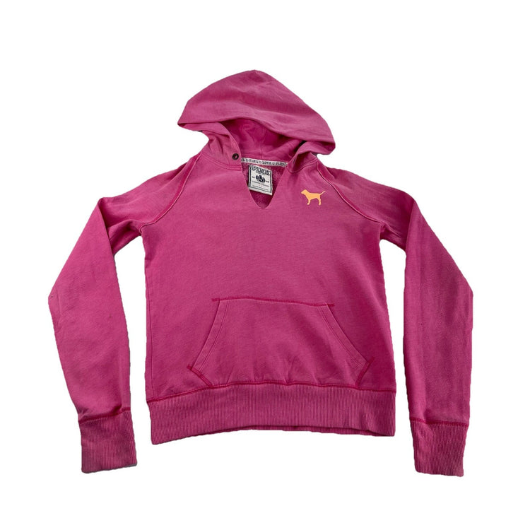 Womens Y2k PINK Victoria Secret T.O.E. Pink V Neck Hoodie Size S