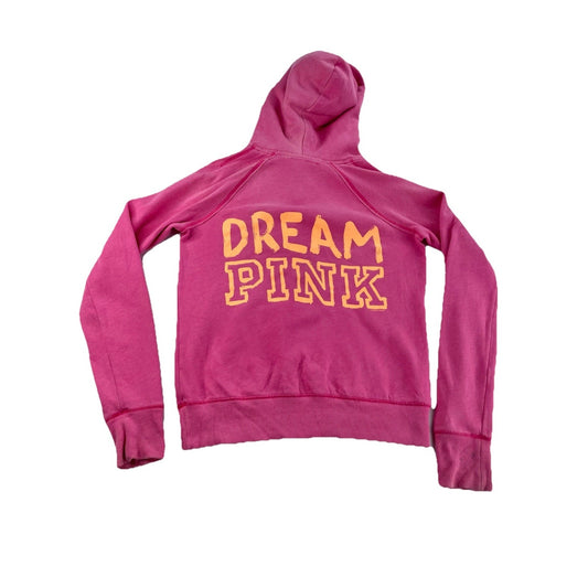 Womens Y2k PINK Victoria Secret T.O.E. Pink V Neck Hoodie Size S
