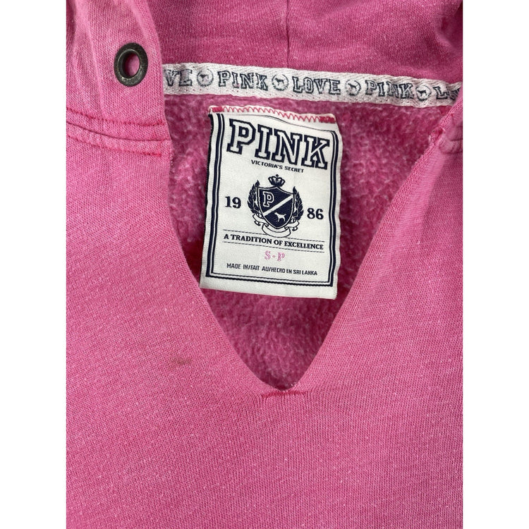 Womens Y2k PINK Victoria Secret T.O.E. Pink V Neck Hoodie Size S