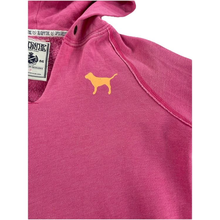 Womens Y2k PINK Victoria Secret T.O.E. Pink V Neck Hoodie Size S