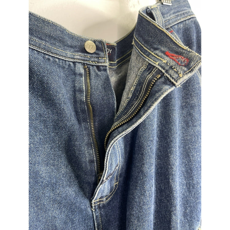 MENS VINTAGE BUGLE BOY Baggy JORTS DENIM ZIP Blue CARGO SHORTS Y2K SKATE 38x34