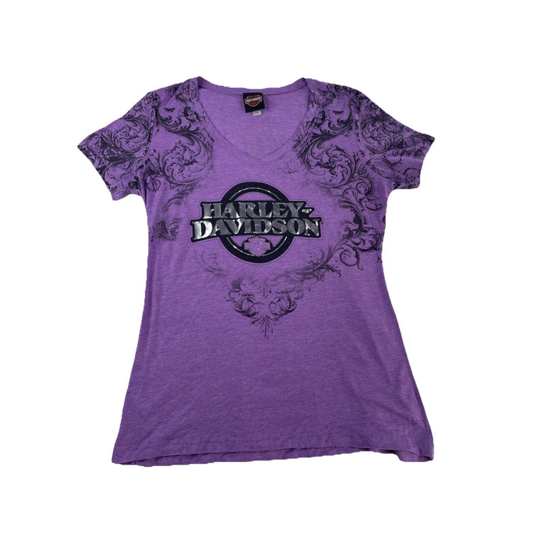Womens 2017 Harley Davidson Purple V Neck T Shirt Size 2XL