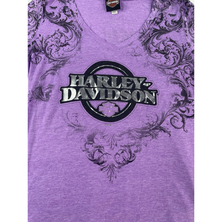 Womens 2017 Harley Davidson Purple V Neck T Shirt Size 2XL
