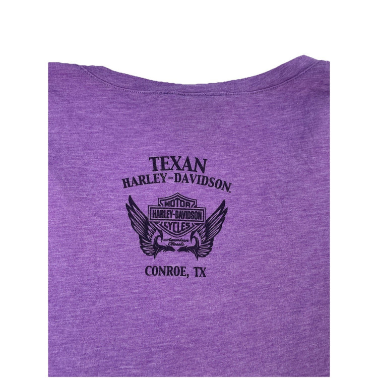Womens 2017 Harley Davidson Purple V Neck T Shirt Size 2XL