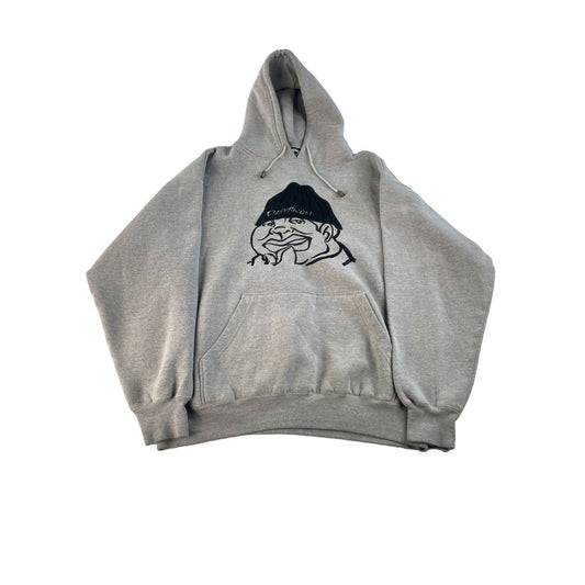 Men Vintage Damage Clothing Graphic Hoodie Pullover Gray Size L