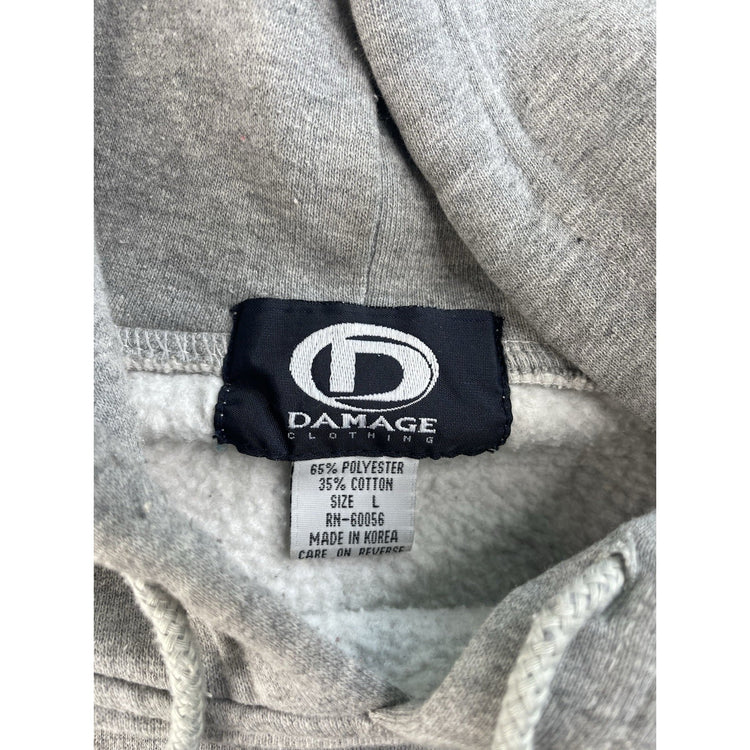 Men Vintage Damage Clothing Graphic Hoodie Pullover Gray Size L