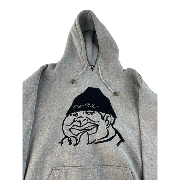 Men Vintage Damage Clothing Graphic Hoodie Pullover Gray Size L