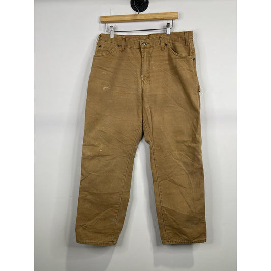 Mens Dickies Khaki Carpenter Work Pants 34x30