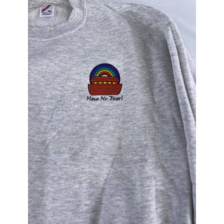 Mens Rainbow ‘Have No Fear’ Gray Crewneck Sweater Size XL