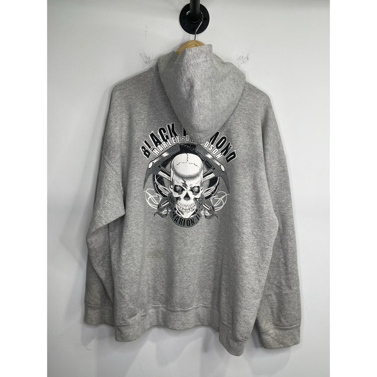 Men’s Gray Vintage 2000s Black Diamond Harley Davidson Hoodie Sz XL