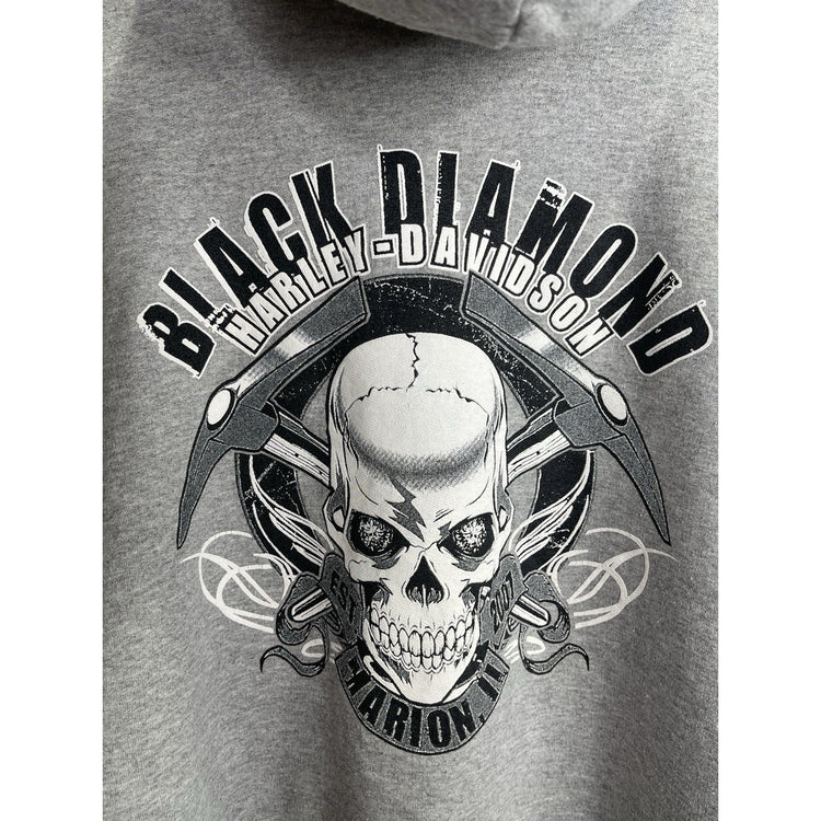 Men’s Gray Vintage 2000s Black Diamond Harley Davidson Hoodie Sz XL