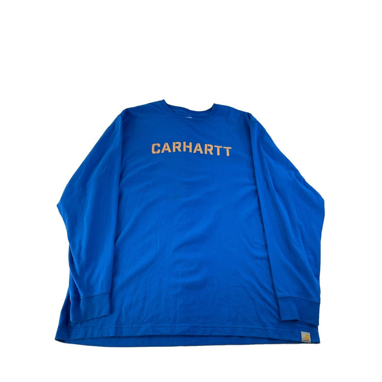 Mens Carhartt Loose Fit Blue W Orange Logo Longsleeve Shirt Size XL