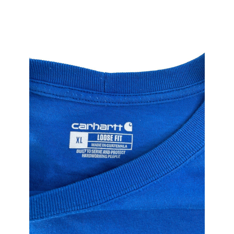 Mens Carhartt Loose Fit Blue W Orange Logo Longsleeve Shirt Size XL