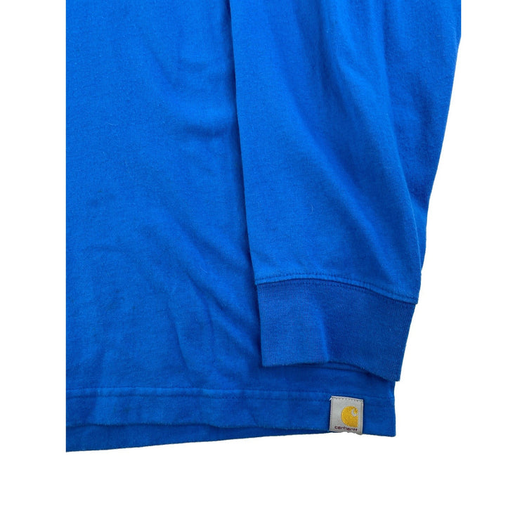 Mens Carhartt Loose Fit Blue W Orange Logo Longsleeve Shirt Size XL