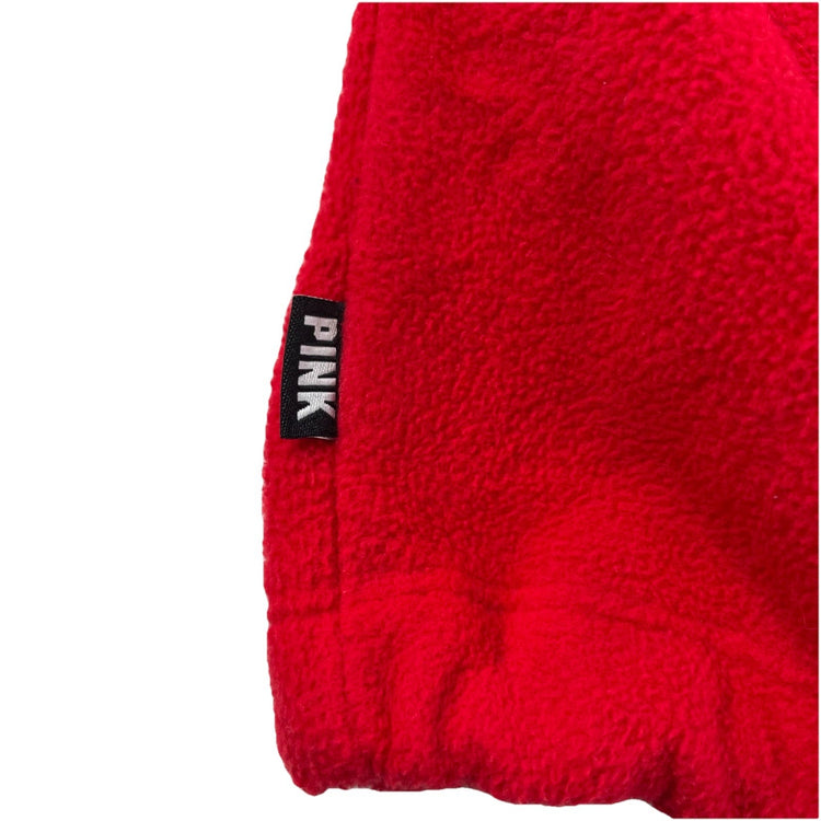 Womens Victoria’s Secret PINK Red Fleece Quarter Zip Sweater Size XS