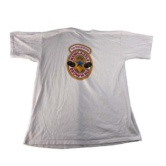 Men’s All Sport White ‘Newcastle Brown Ale’ Graphic T Shirt Size XL