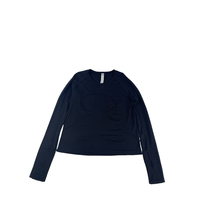 Womens Lululemon Black Long Sleeve Thumbhole Running Workout Top Size 14