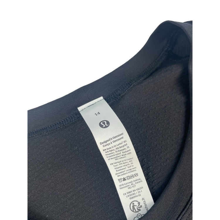 Womens Lululemon Black Long Sleeve Thumbhole Running Workout Top Size 14
