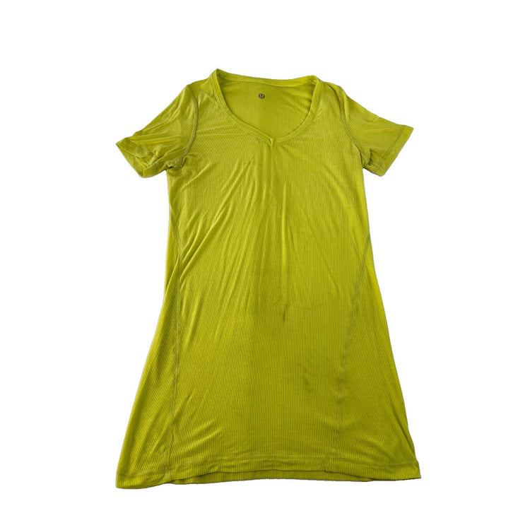 Women's Lululemon Ribbed V-Neck Athletic T-Shirt Lime Green Size L