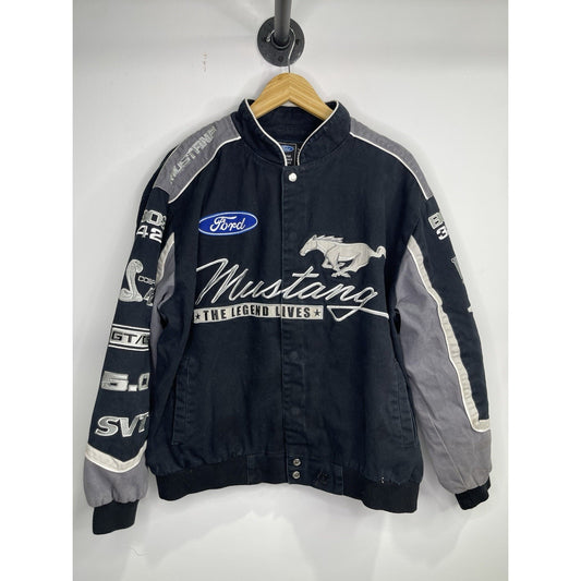 Mens Ford Mustang Button Bomber Jacket Sz XL