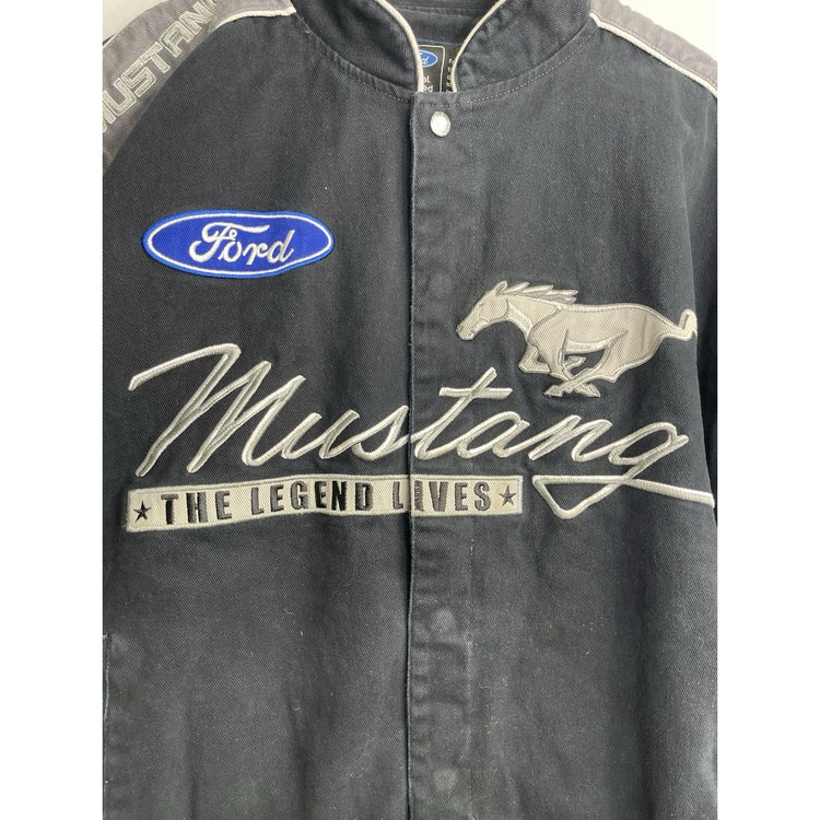 Mens Ford Mustang Button Bomber Jacket Sz XL